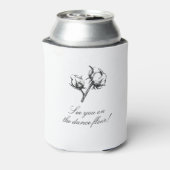 Zwart Katoenen Boll Plant Etsen Bruiloft Blikjeskoeler (Blikje Achterkant)