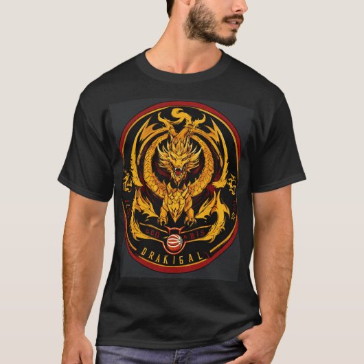Zwart katoenen shirt Draken Design (Voorkant)