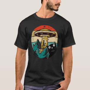 Zwart katselfie met Alien Retro Sarcastic Kitten T-shirt