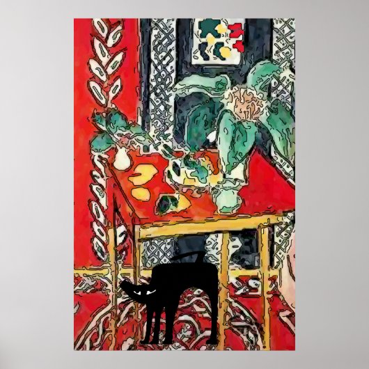 Zwart kattebakje onder tabel poster (Voorkant)