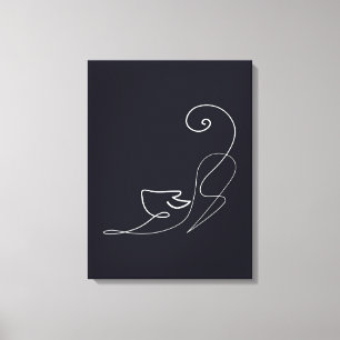 Zwart kattebakontwerp Cute Cat Canvas Afdruk