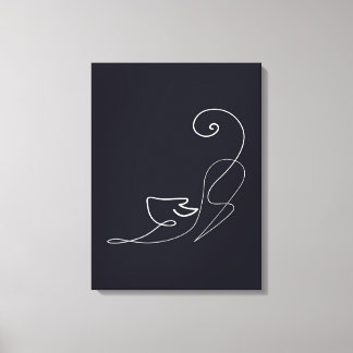 Zwart kattebakontwerp | Cute Cat Canvas Afdruk