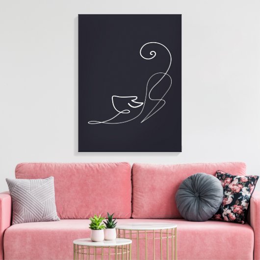 Zwart kattebakontwerp | Cute Cat Canvas Afdruk (Insitu (Woonkamer))
