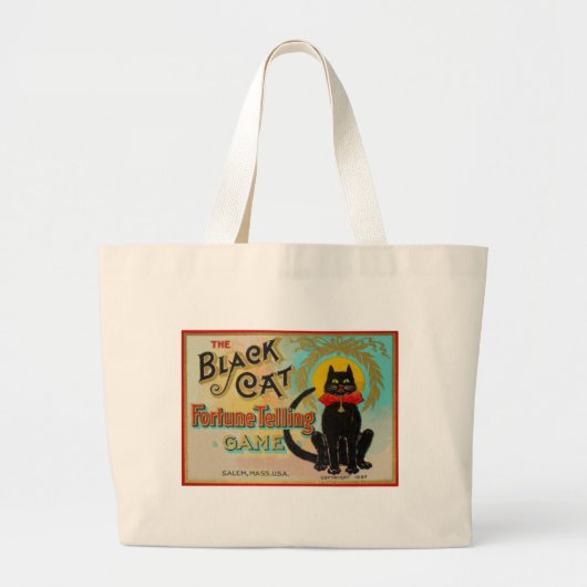 Zwart kattefortuinzetspel grote tote bag (Voorkant)