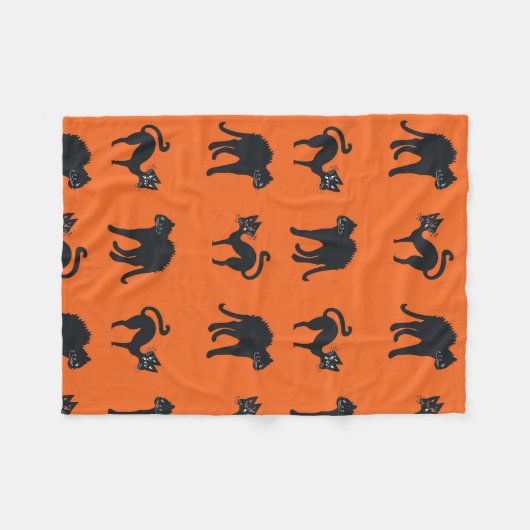 Zwart Katten Halloween Dekens (Voorkant (Horizontaal))