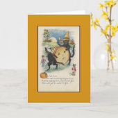  Zwart Katten Halloween Wenskaart Kaart (Gele Bloem)