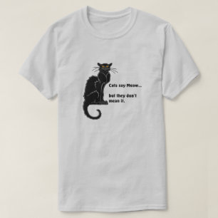 Zwart "Katten zeggen miauw..." T-Shirt