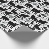 Zwart kattenbakkerij wit patroon cadeaupapier (Hoek)
