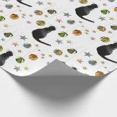 Zwart kattenbrood en stars omslagpapier cadeaupapier (Hoek)