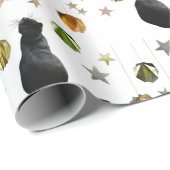 Zwart kattenbrood en stars omslagpapier cadeaupapier (Rol Hoek)