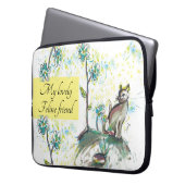 Zwart kattendesign laptop sleeve hoesje (Voorkant Links)
