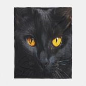 Zwart kattengezicht met glanzende gele ogen fleece deken (Voorkant)