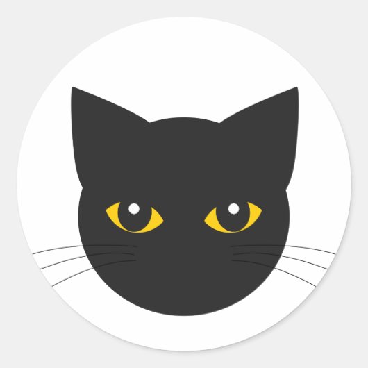Zwart kattenhoofd Classic Ronde Sticker (Voorkant)