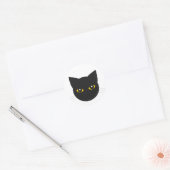 Zwart kattenhoofd Classic Ronde Sticker (Envelop)