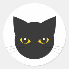 Zwart kattenhoofd Classic Ronde Sticker