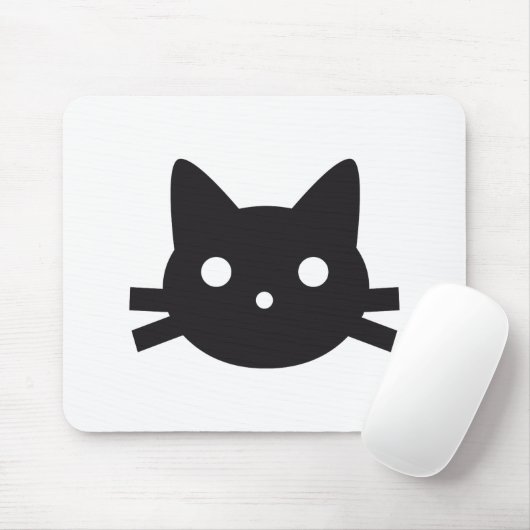 Zwart kattenkopontwerp muismat (Met muis)