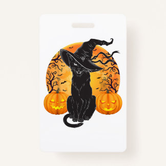 Zwart Kattenkostuum Scary Halloween Witch Pet _Moo Badge