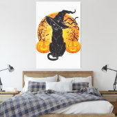 Zwart Kattenkostuum Scary Halloween Witch Pet _Moo Canvas Afdruk (Insitu (Slaapkamer))