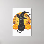 Zwart Kattenkostuum Scary Halloween Witch Pet _Moo Canvas Afdruk (Voorkant)