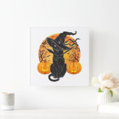 Zwart Kattenkostuum Scary Halloween Witch Pet _Moo Vierkante Klok (Huis)