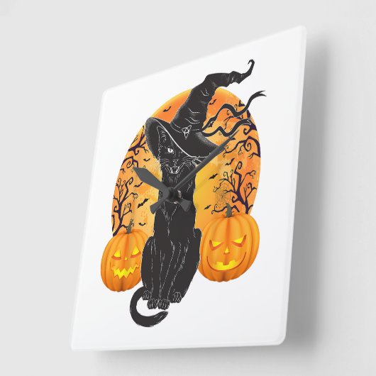 Zwart Kattenkostuum Scary Halloween Witch Pet _Moo Vierkante Klok (Hoek)