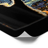 Zwart Kattenkostuum Van Gogh Sterrennacht Funny Ca Poster (Hoek)