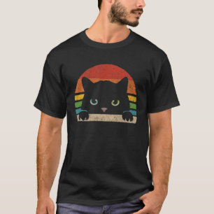 zwart kattenliefhebber retro stijl katten cadeau t-shirt