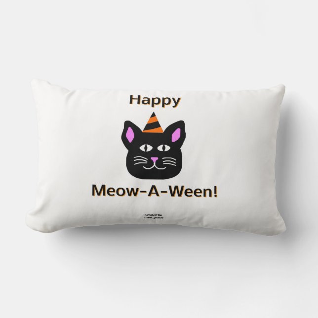 Zwart kattenmeow-A-Ween lumbar Pillow Kussen (Voorkant)
