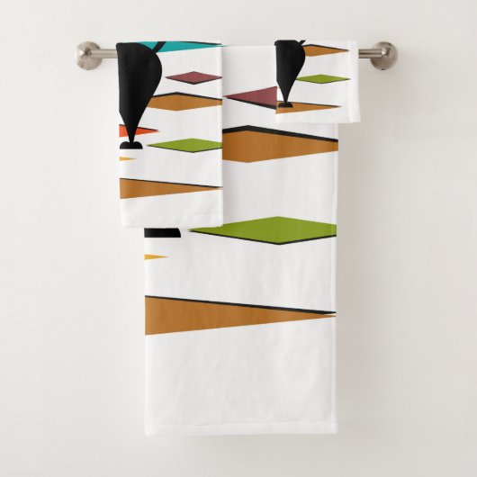 Zwart kattenontwerp uit de middeleeuwen bad handdoek (Insitu)