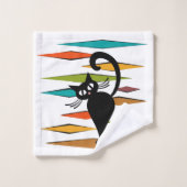 Zwart kattenontwerp uit de middeleeuwen bad handdoek (Wasdoekje)