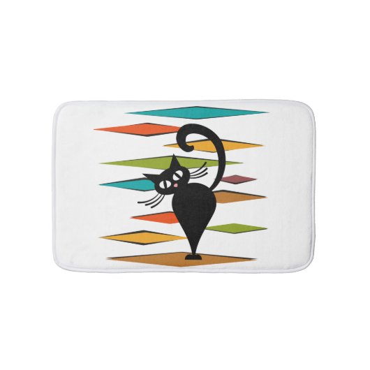 Zwart kattenontwerp uit de middeleeuwen badmat (Voorkant)