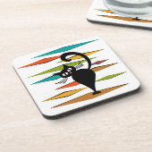 Zwart kattenontwerp uit de middeleeuwen bier onderzetter (Linkerzijde)