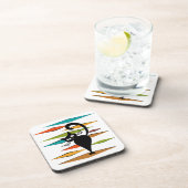 Zwart kattenontwerp uit de middeleeuwen bier onderzetter (Rechterzijde)