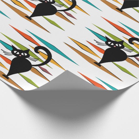 Zwart kattenontwerp uit de middeleeuwen cadeaupapier (Hoek)