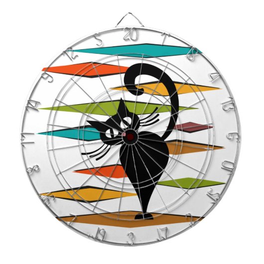 Zwart kattenontwerp uit de middeleeuwen dartbord (Voorkant)