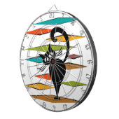 Zwart kattenontwerp uit de middeleeuwen dartbord (Voorkant Rechts)