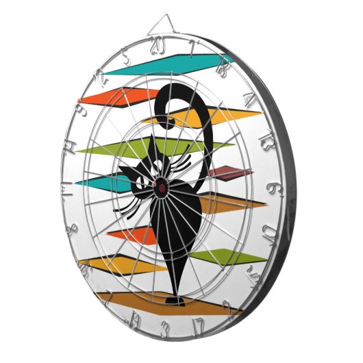 Zwart kattenontwerp uit de middeleeuwen dartbord (Voorkant Rechts)