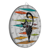 Zwart kattenontwerp uit de middeleeuwen dartbord (Voorkant Links)