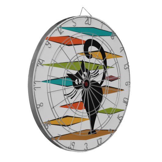 Zwart kattenontwerp uit de middeleeuwen dartbord (Voorkant Links)