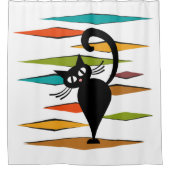 Zwart kattenontwerp uit de middeleeuwen douchegordijn (Voorkant)