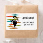 Zwart kattenontwerp uit de middeleeuwen etiket (Insitu)