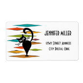 Zwart kattenontwerp uit de middeleeuwen etiket (Voorkant)