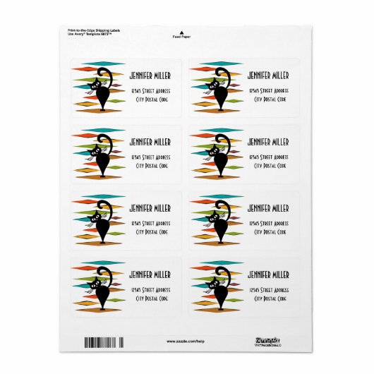 Zwart kattenontwerp uit de middeleeuwen etiket (Full Sheet)