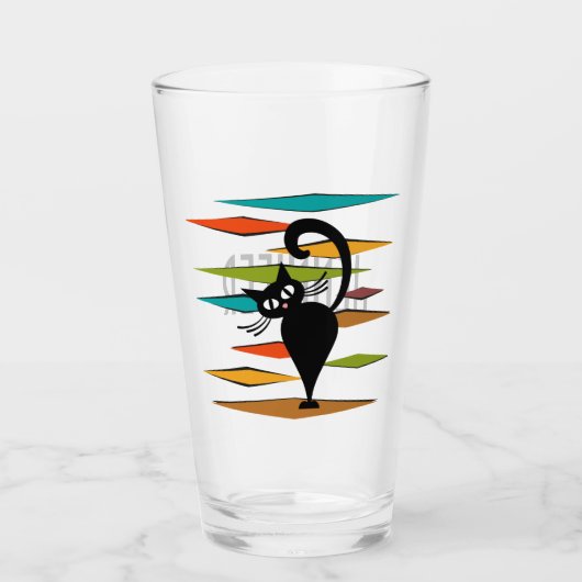 Zwart kattenontwerp uit de middeleeuwen glas (Voorkant)