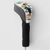 Zwart kattenontwerp uit de middeleeuwen golfheadcover (Schuin)