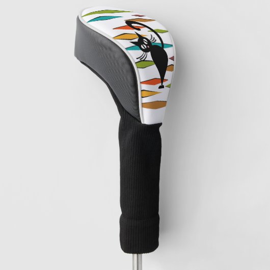 Zwart kattenontwerp uit de middeleeuwen golfheadcover (Schuin)