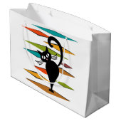 Zwart kattenontwerp uit de middeleeuwen groot cadeauzakje (Achterkant Gekanteld)