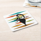 Zwart kattenontwerp uit de middeleeuwen kartonnen onderzetters (Schuin)