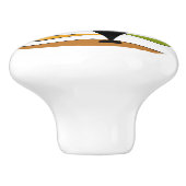 Zwart kattenontwerp uit de middeleeuwen keramische knop (Zijkant)