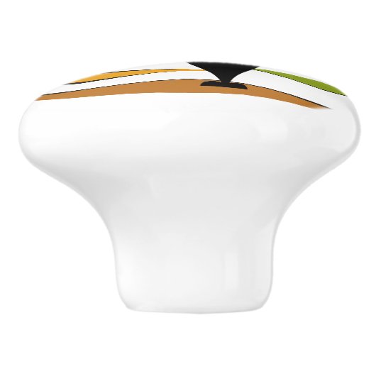 Zwart kattenontwerp uit de middeleeuwen keramische knop (Zijkant)